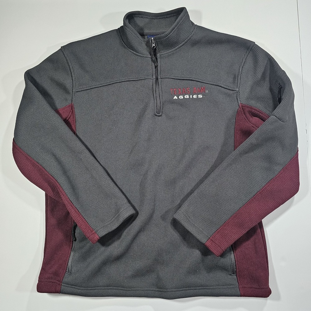 Texas A&M Aggies Campus Heritage Pullover Qtr Zip Gray/Maroon Long Sleeve‎ Sz XL